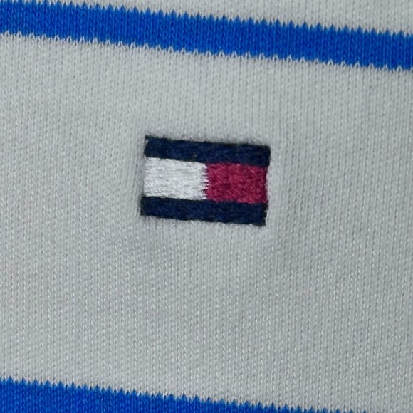 Tommy Hilfiger Striped Polo XL Blue White Navy Stripe Cotton - Picture 3 of 5